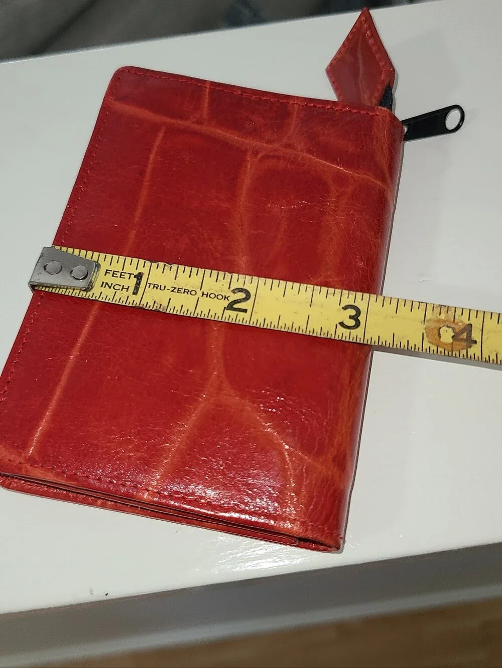 Talbots Sleek Croc Red Leather Card Holder/Wallet